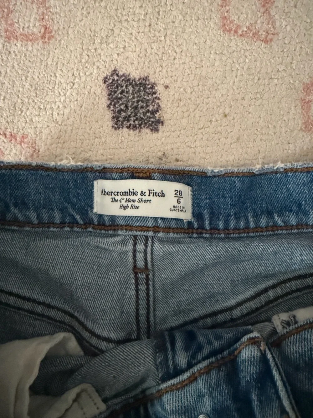 Abercrombie & Fitch Medium Blue Frayed Hem Denim Shorts - Picture 4 of 5